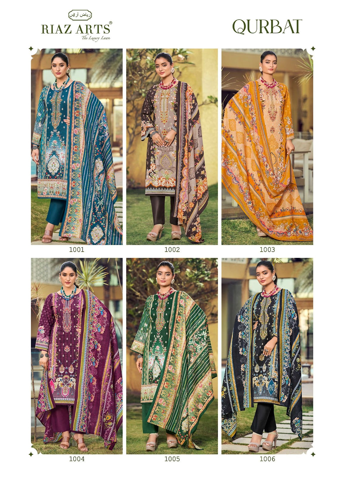 Qurbat Riaz Art Lawn Karachi Salwar Suits Exporter
