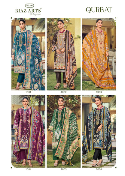 Qurbat Riaz Art Lawn Karachi Salwar Suits Exporter