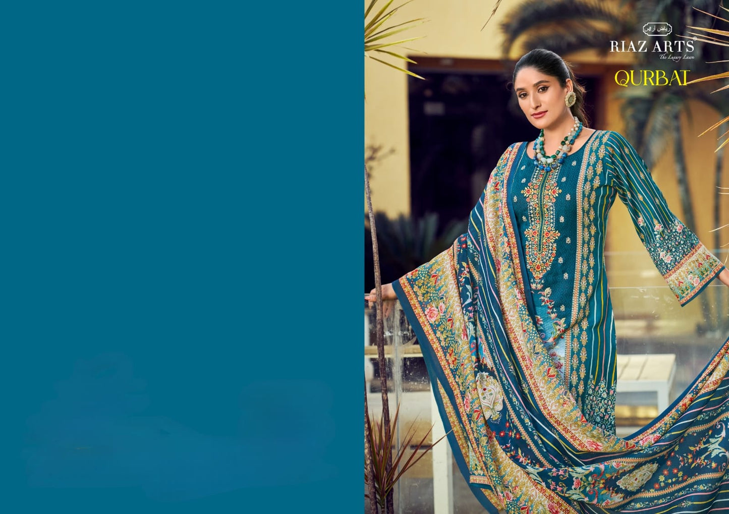 Qurbat Riaz Art Lawn Karachi Salwar Suits Exporter