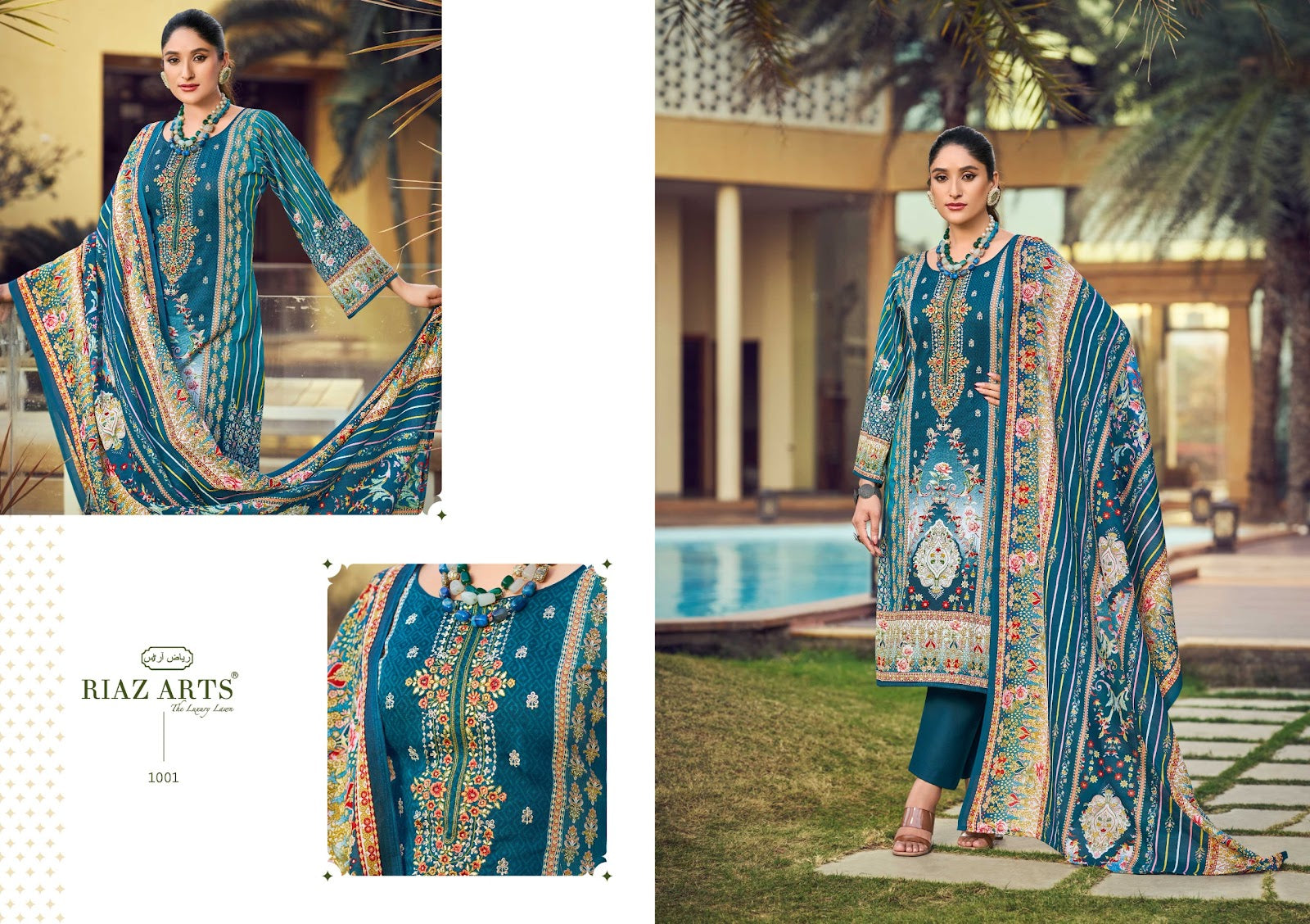 Qurbat Riaz Art Lawn Karachi Salwar Suits Exporter