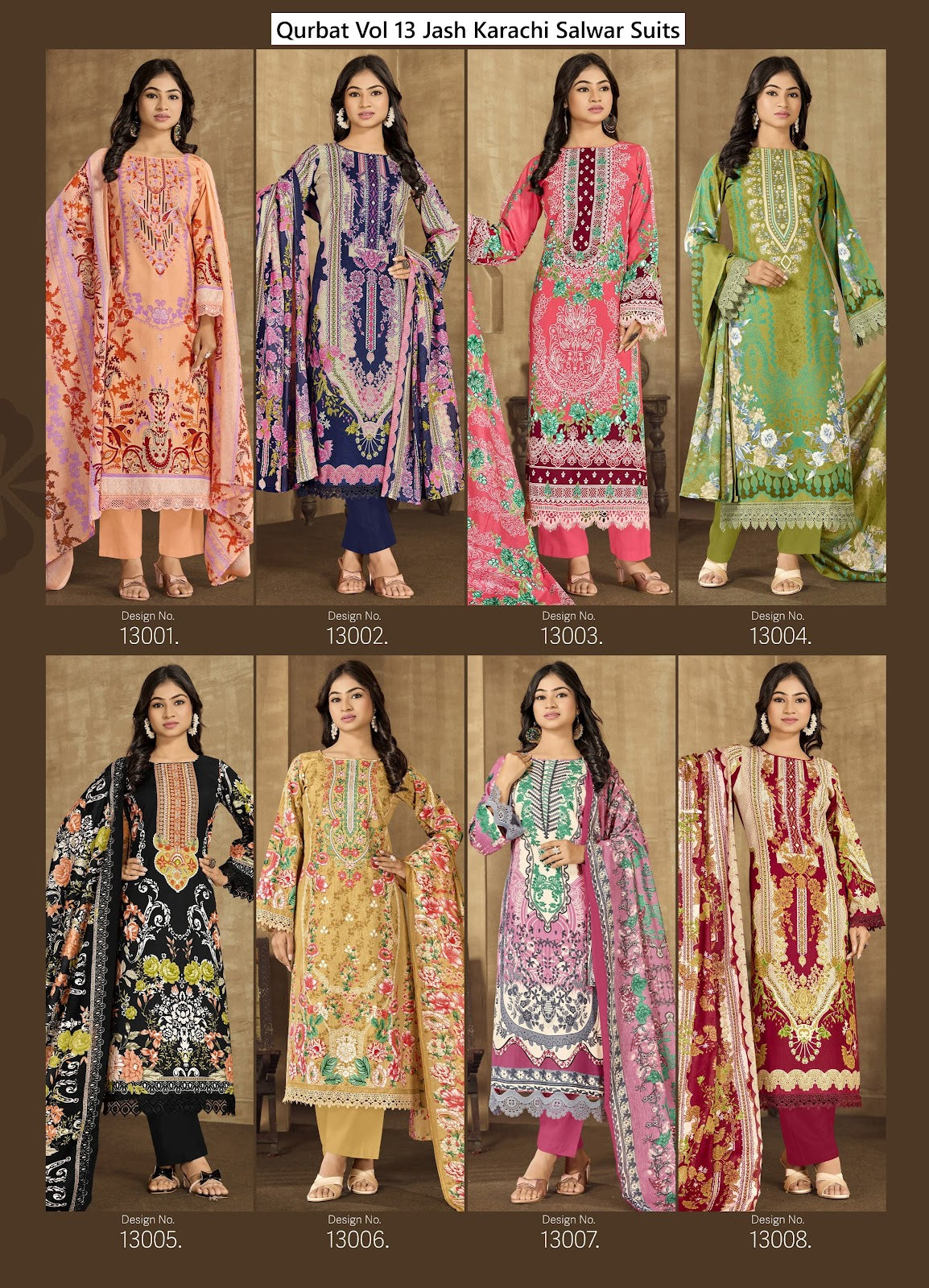 Qurbat Vol 13 Jash Cotton Karachi Salwar Suits Wholesale Rate