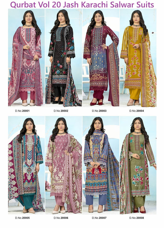 Qurbat Vol 20 Jash Cotton Karachi Salwar Suits Exporter Gujarat