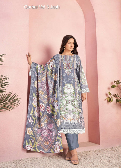Qurbat Vol 3 Jash Cotton Karachi Salwar Suits Wholesale Price