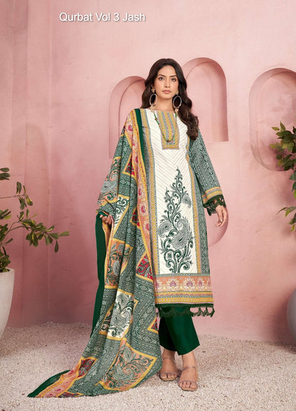 Qurbat Vol 3 Jash Cotton Karachi Salwar Suits Wholesale Price