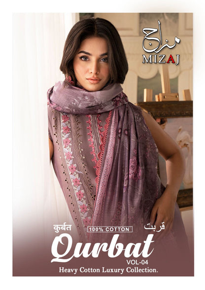Qurbat Vol 4 Heavy Cotton Luxury Collection Mizaj Karachi Salwar Suits Wholesale Price