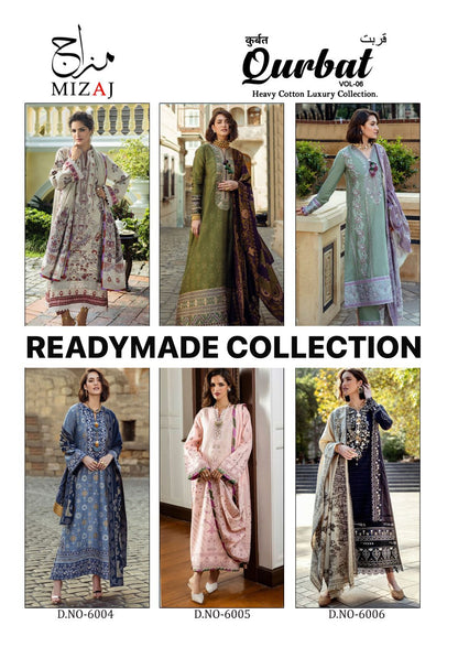 Qurbat Vol 6 Heavy Cotton Luxury Collection Mizaj Karachi Readymade Suits Manufacturer