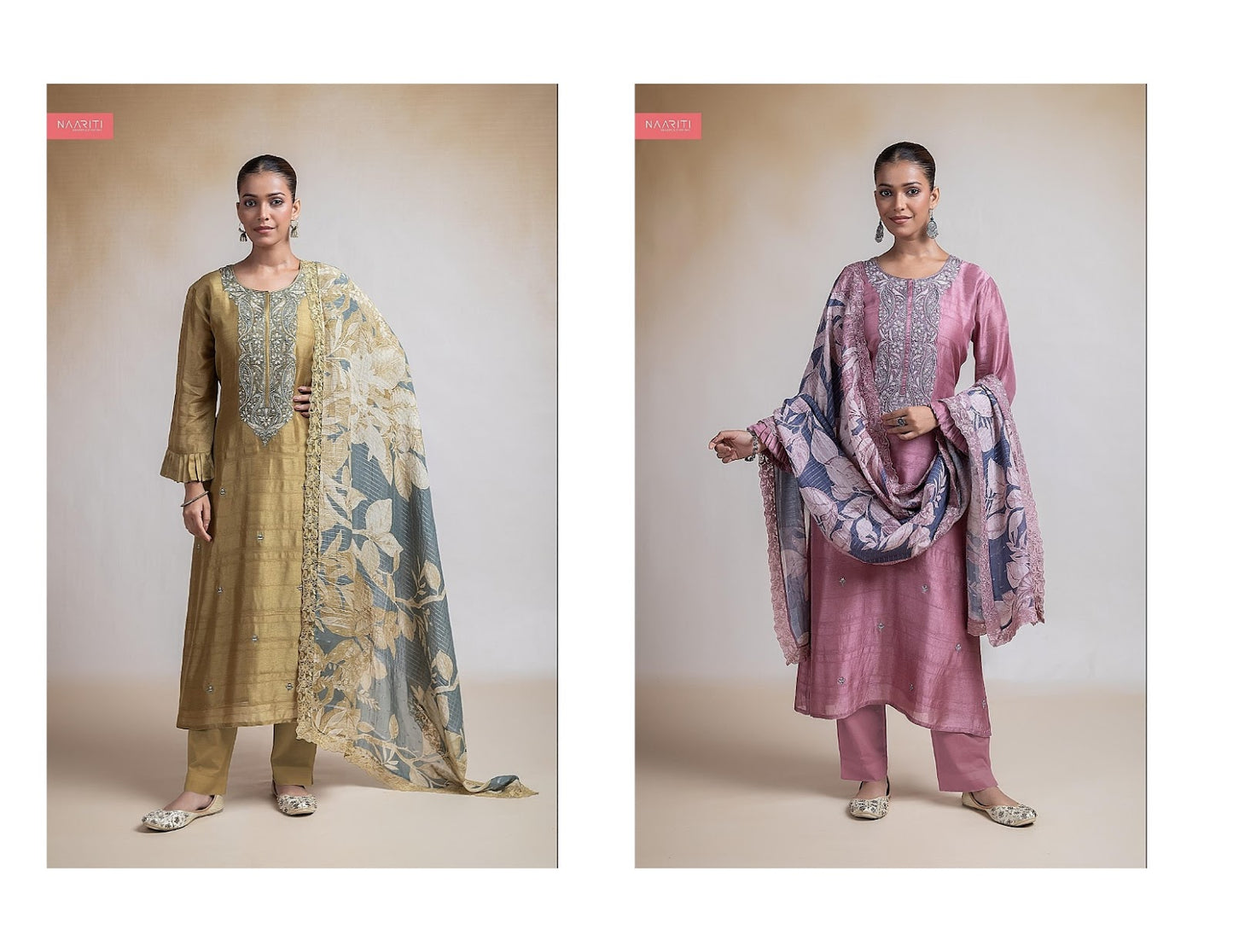Qurveen Naariti Tussar Silk Pant Style Suits Manufacturer India