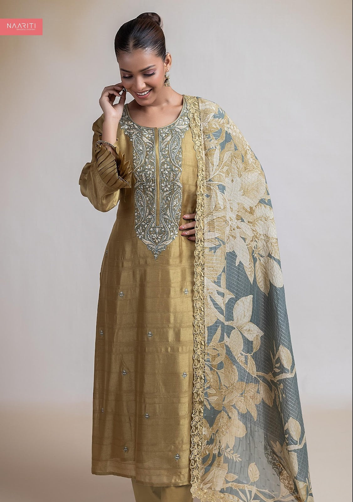 Qurveen Naariti Tussar Silk Pant Style Suits Manufacturer India