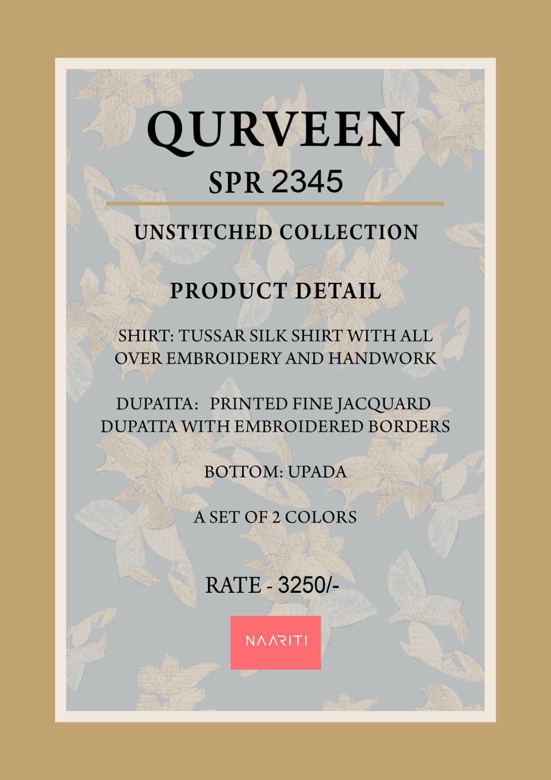Qurveen Naariti Tussar Silk Pant Style Suits Manufacturer India