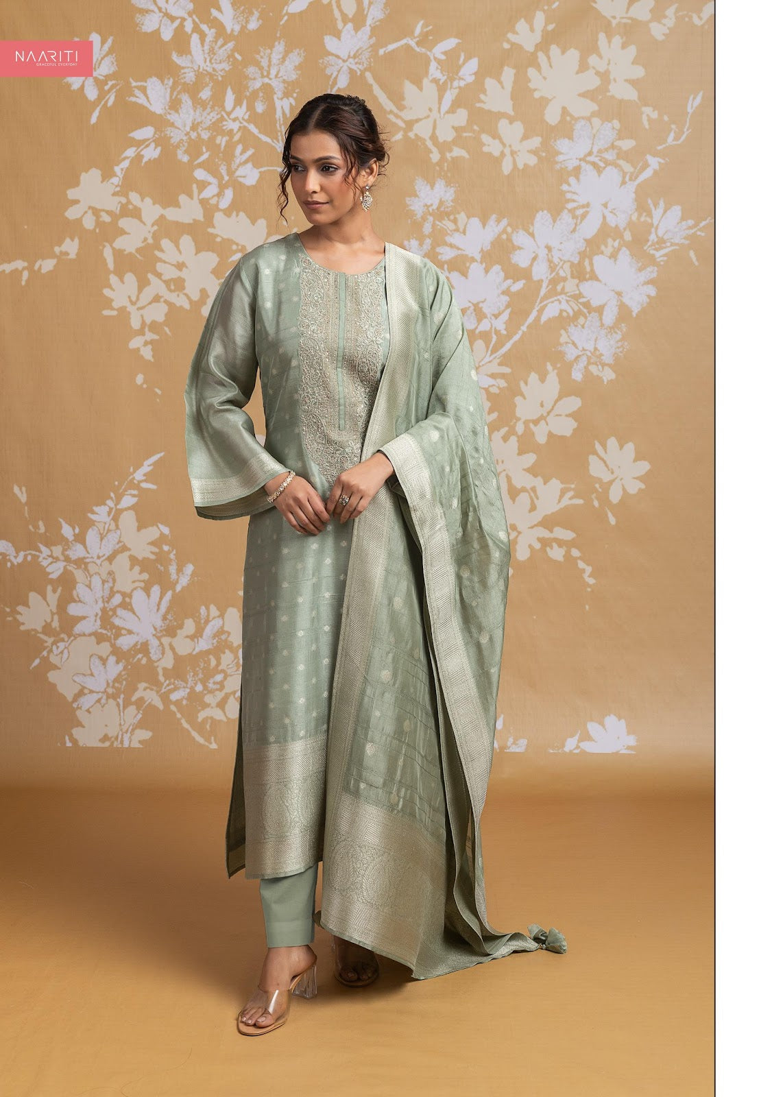 Qusdeet Naariti Silk Jacquard Pant Style Suits Supplier Gujarat