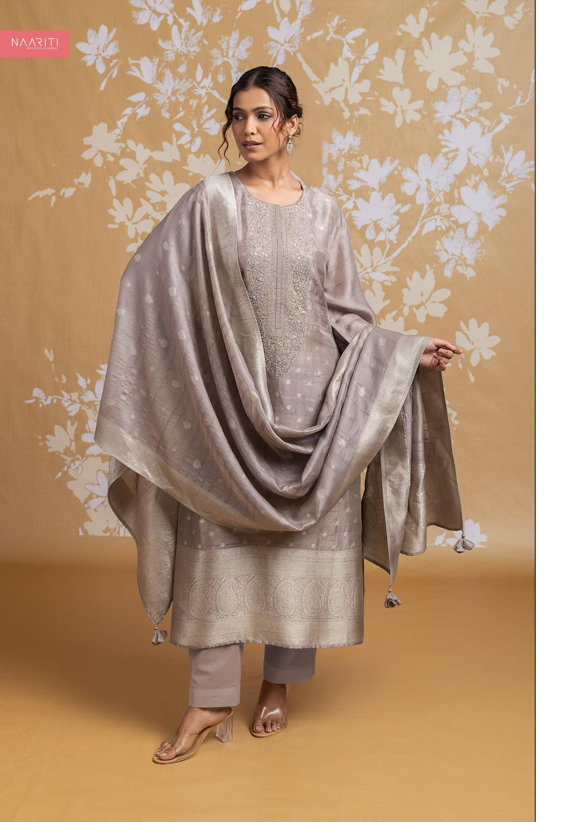 Qusdeet Naariti Silk Jacquard Pant Style Suits Supplier Gujarat
