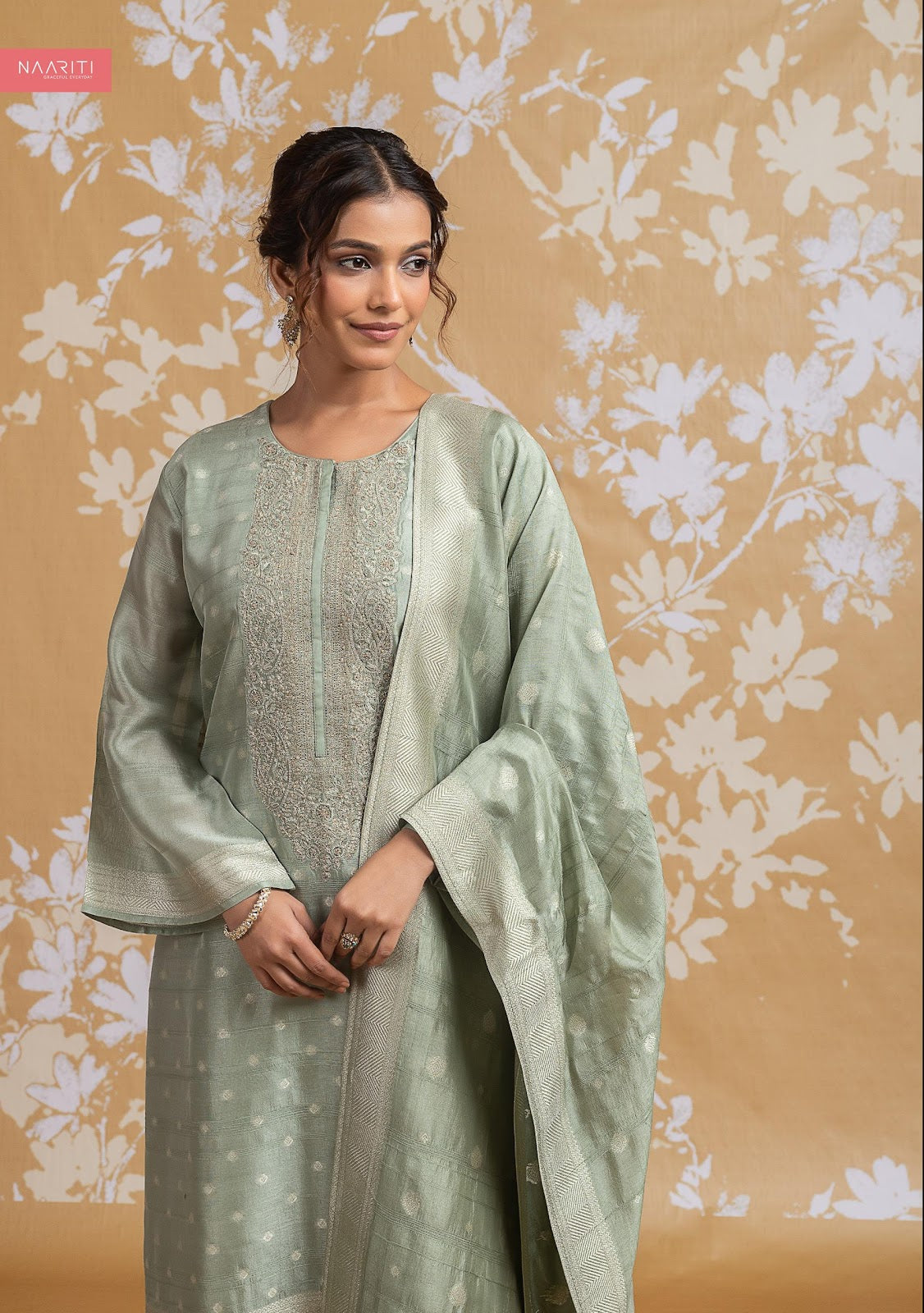 Qusdeet Naariti Silk Jacquard Pant Style Suits Supplier Gujarat