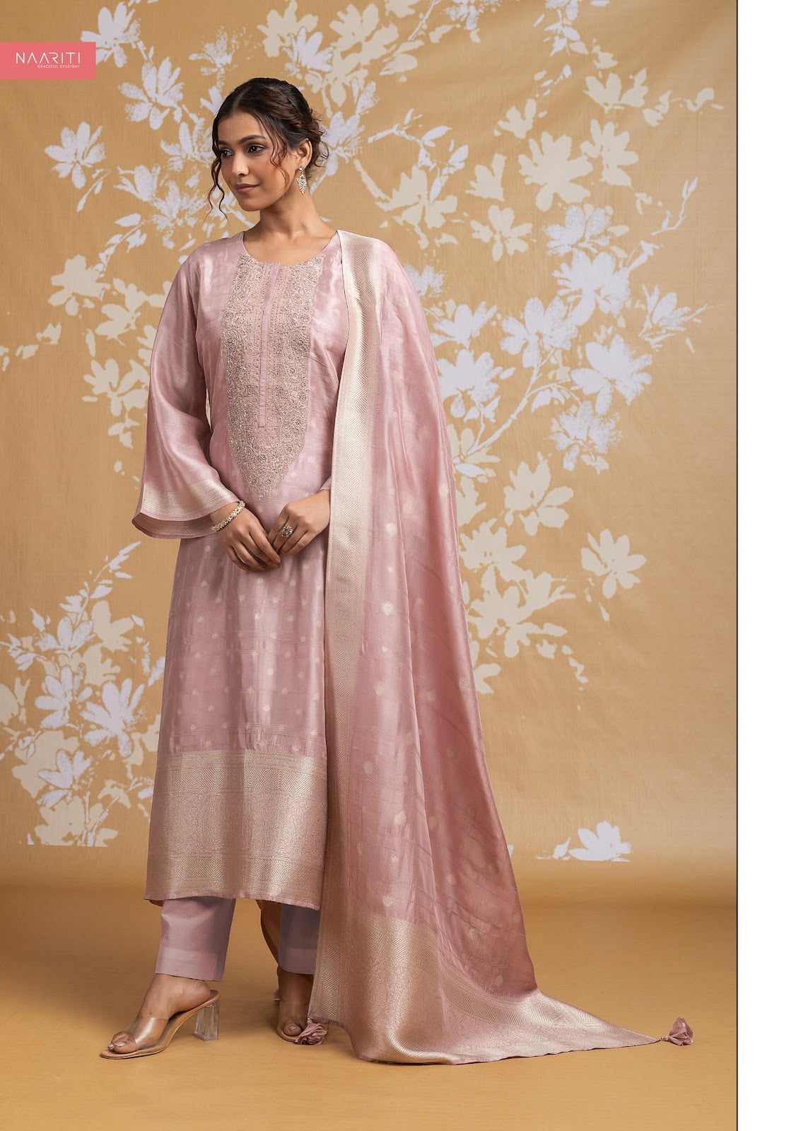 Qusdeet Naariti Silk Jacquard Pant Style Suits Supplier Gujarat