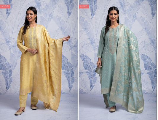 Qusha Naariti Silk Jacquard Pant Style Suits Manufacturer