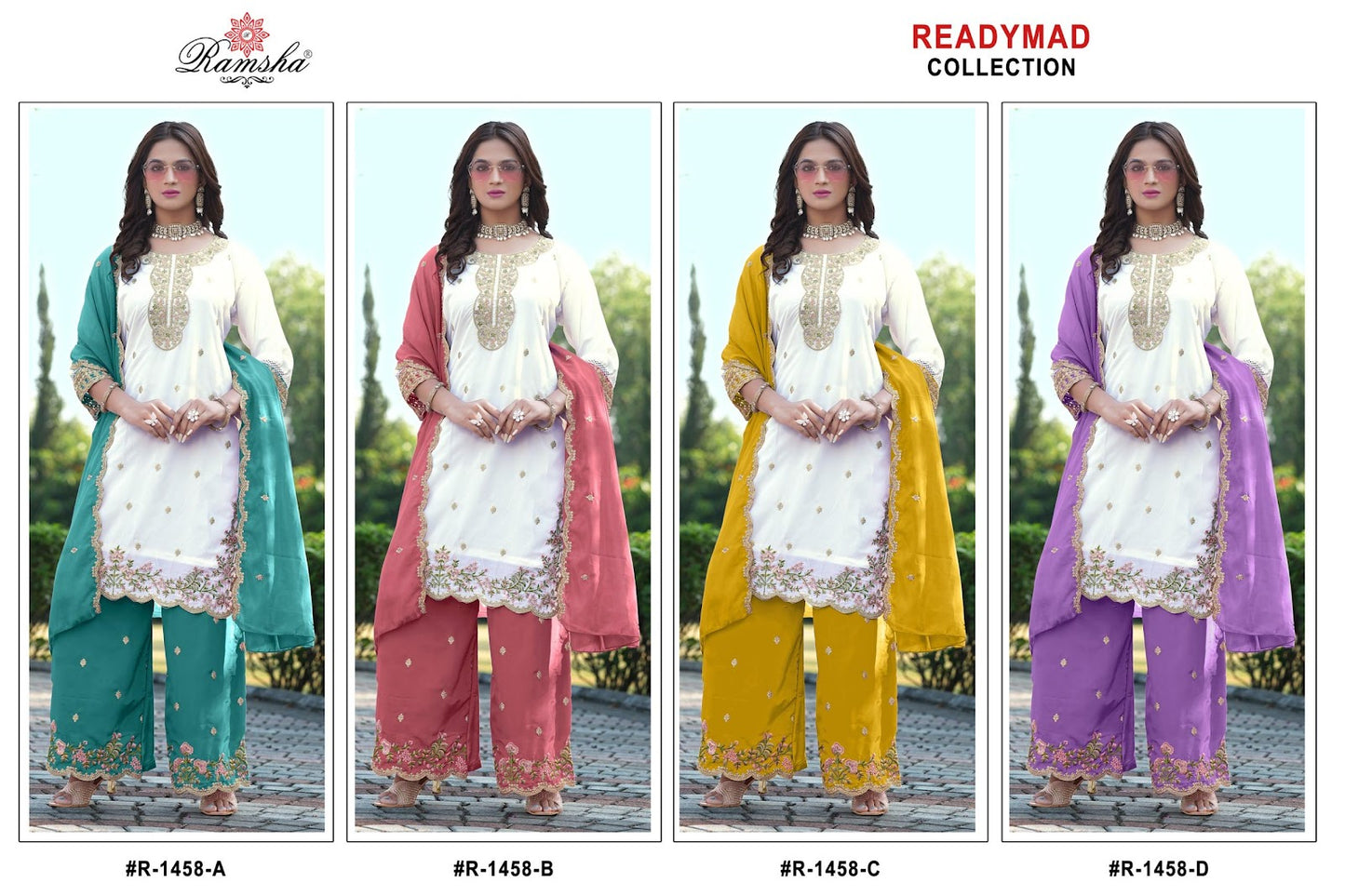R-1458 Nx Ramsha Pakistani Readymade Suits Manufacturer