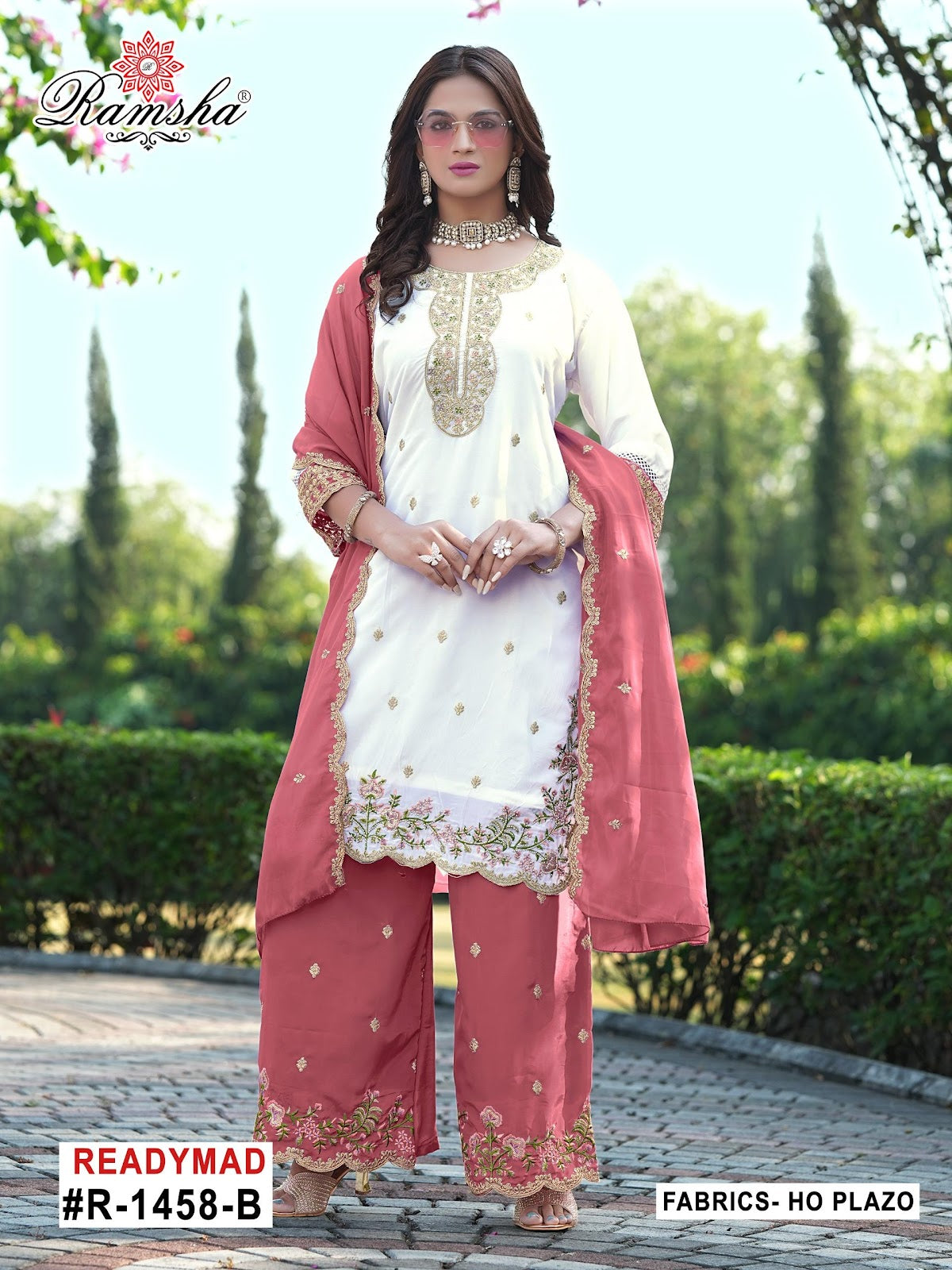 R-1458 Nx Ramsha Pakistani Readymade Suits Manufacturer