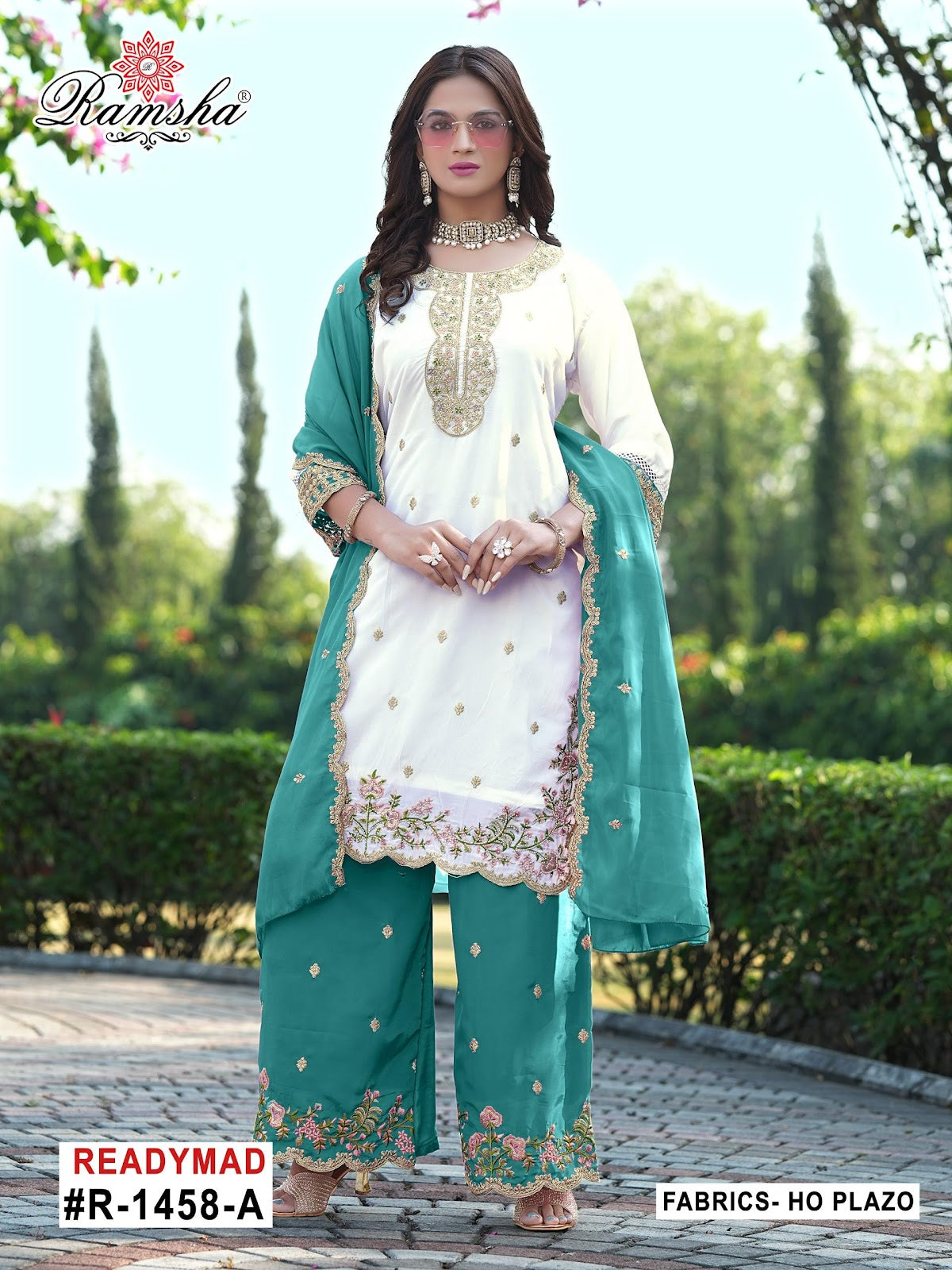R-1458 Nx Ramsha Pakistani Readymade Suits Manufacturer