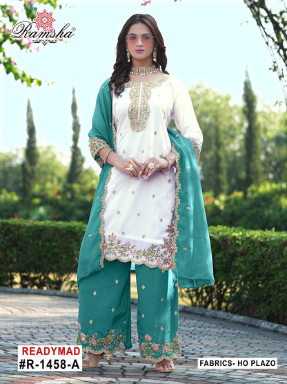 R-1458 Nx Ramsha Pakistani Readymade Suits Manufacturer