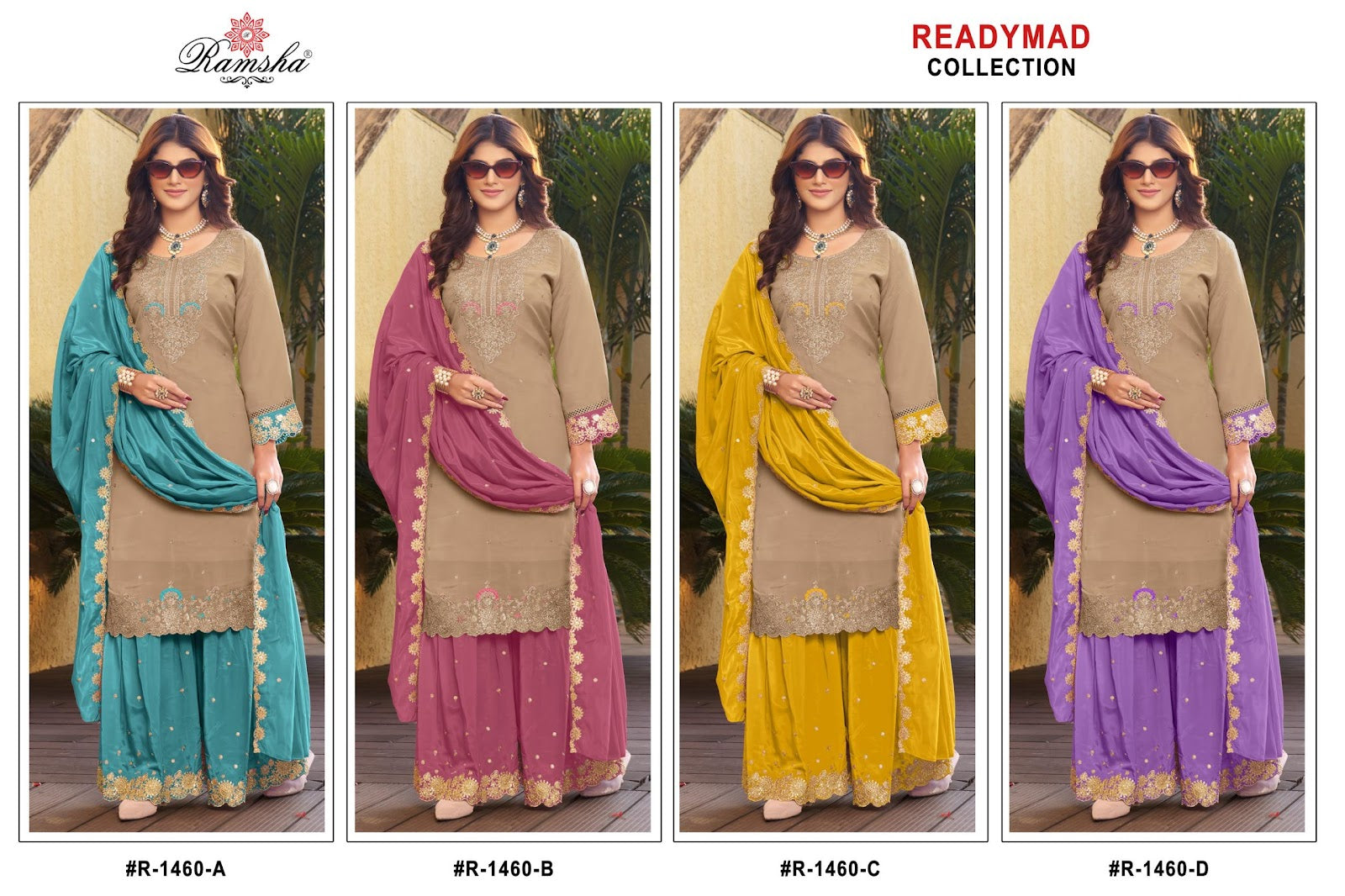 R-1460 Nx Ramsha Pakistani Readymade Suits Wholesale Rate