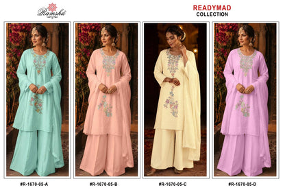 R-1670-05 Ramsha Cotton Pakistani Readymade Suits Wholesale