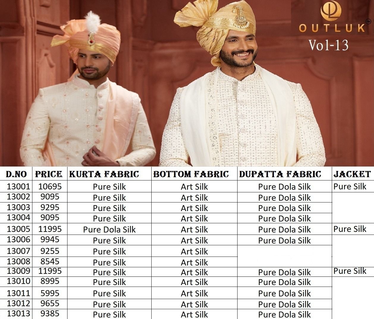 Wedding Vol 13 Outluk Silk Mens Sherwani