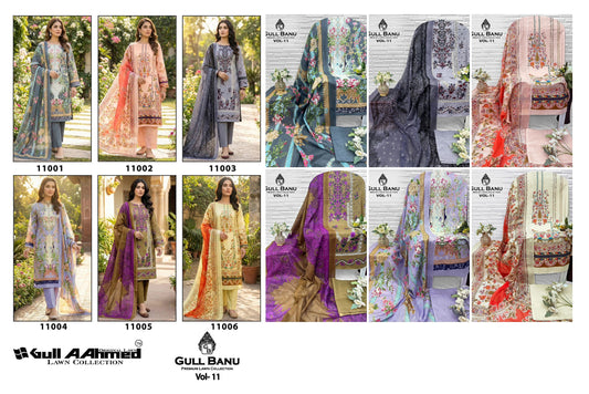 Gull Banu Vol 11 Premium Lawn Open pic Collection Gul Ahmed Karachi Salwar Suits Manufacturer
