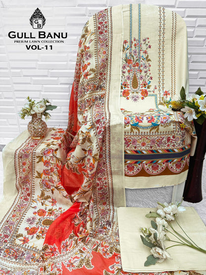 Gull Banu Vol 11 Premium Lawn Open pic Collection Gul Ahmed Karachi Salwar Suits Manufacturer
