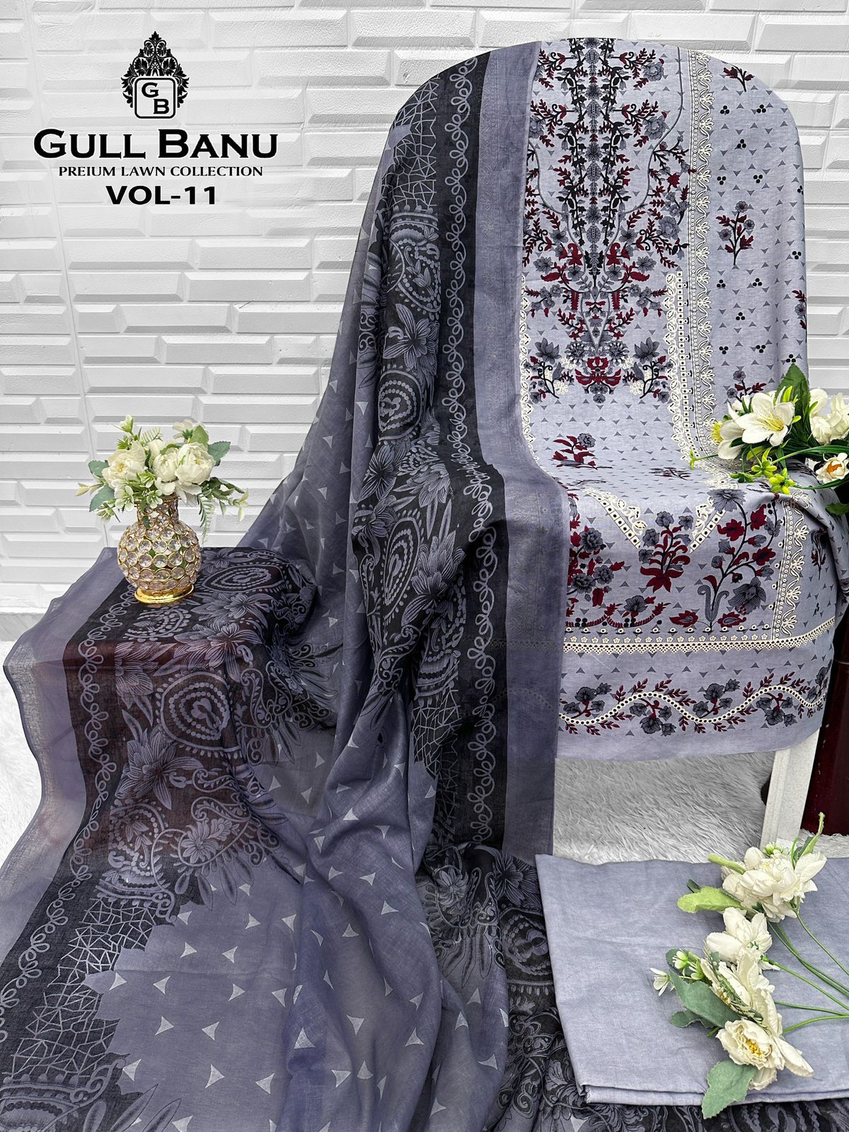 Gull Banu Vol 11 Premium Lawn Open pic Collection Gul Ahmed Karachi Salwar Suits Manufacturer