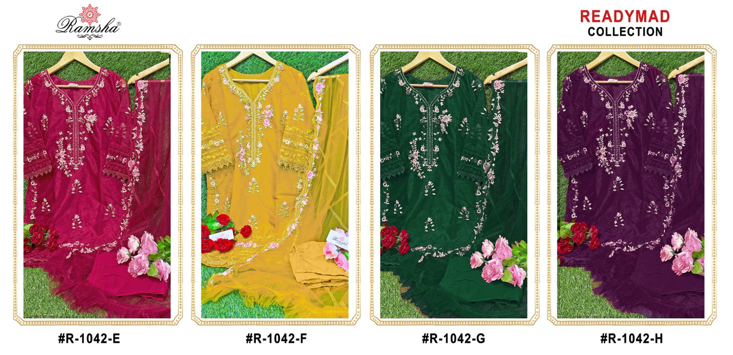 R 1042 Efgh Ramsha Organza Pakistani Readymade Suits Exporter Gujarat