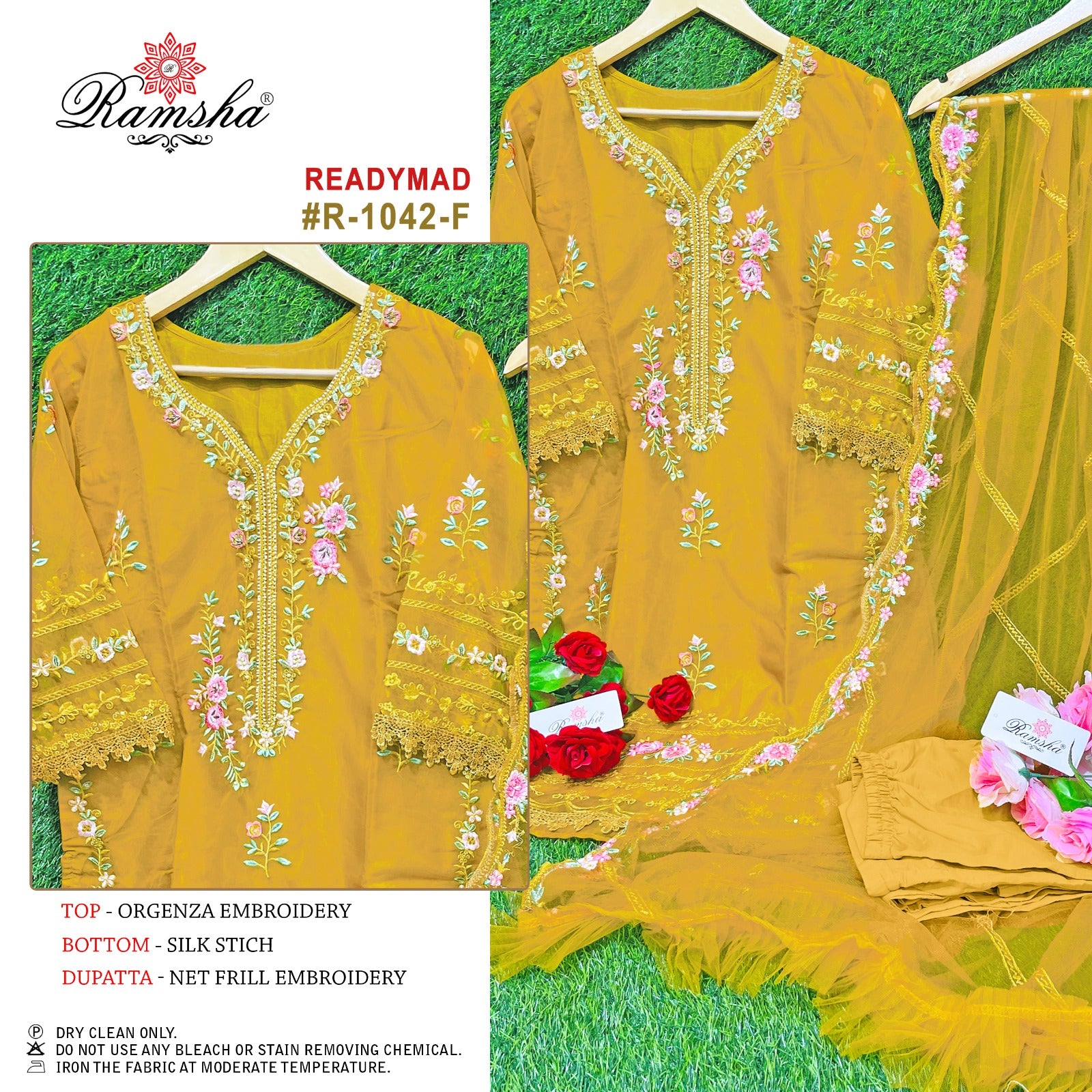 R 1042 Efgh Ramsha Organza Pakistani Readymade Suits Exporter Gujarat