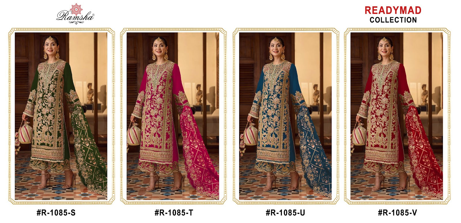 R 1085 Stuv Ramsha Georgette Pakistani Readymade Suits Supplier Ahmedabad
