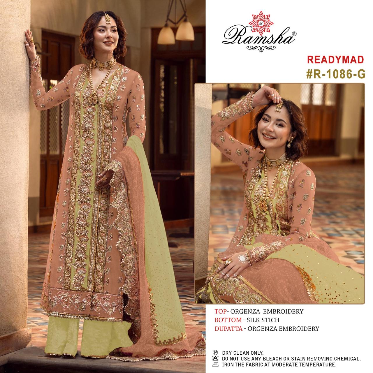 R 1086 Efgh Ramsha Organza Pakistani Readymade Suits Wholesaler India