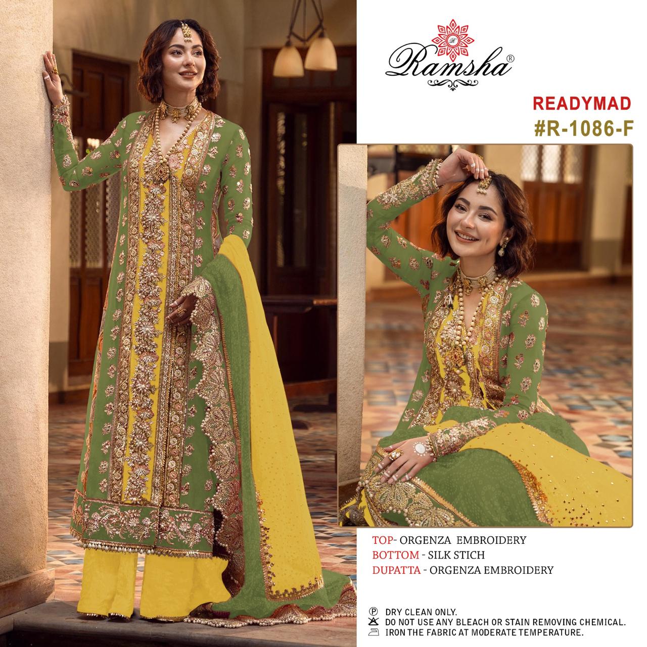 R 1086 Efgh Ramsha Organza Pakistani Readymade Suits Wholesaler India
