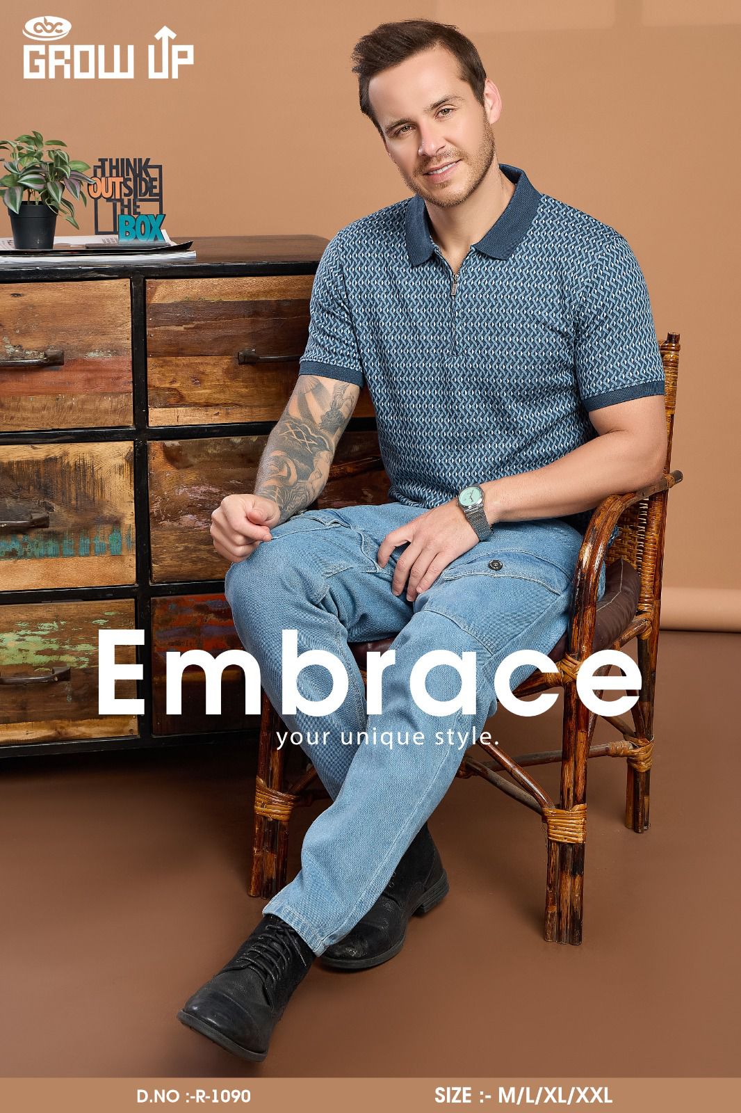 R 1090 Growup Interlock Mens Tshirts Wholesale