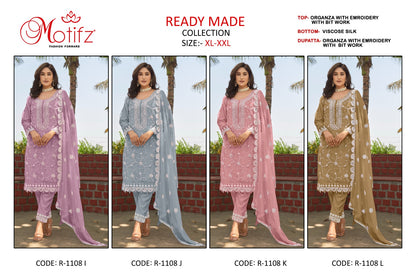 R 1108 Ijkl Motifz Organza Pakistani Readymade Suits Wholesale Price
