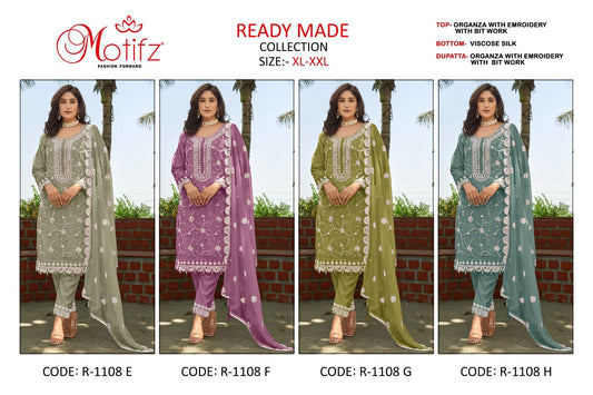 R 1108 Motifz Organza Pakistani Readymade Suits Supplier India