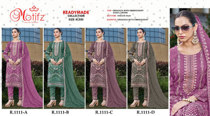 R 1111 Motifz Organza Pakistani Readymade Suits Wholesale