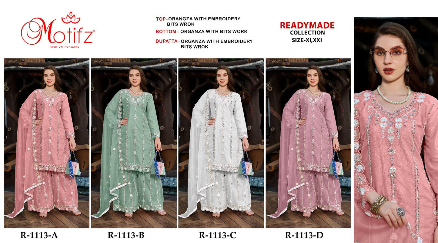 R 1113 Motifz Organza Pakistani Readymade Suits Exporter Ahmedabad