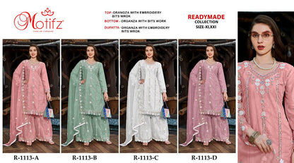 R 1113 Motifz Organza Pakistani Readymade Suits Exporter Ahmedabad