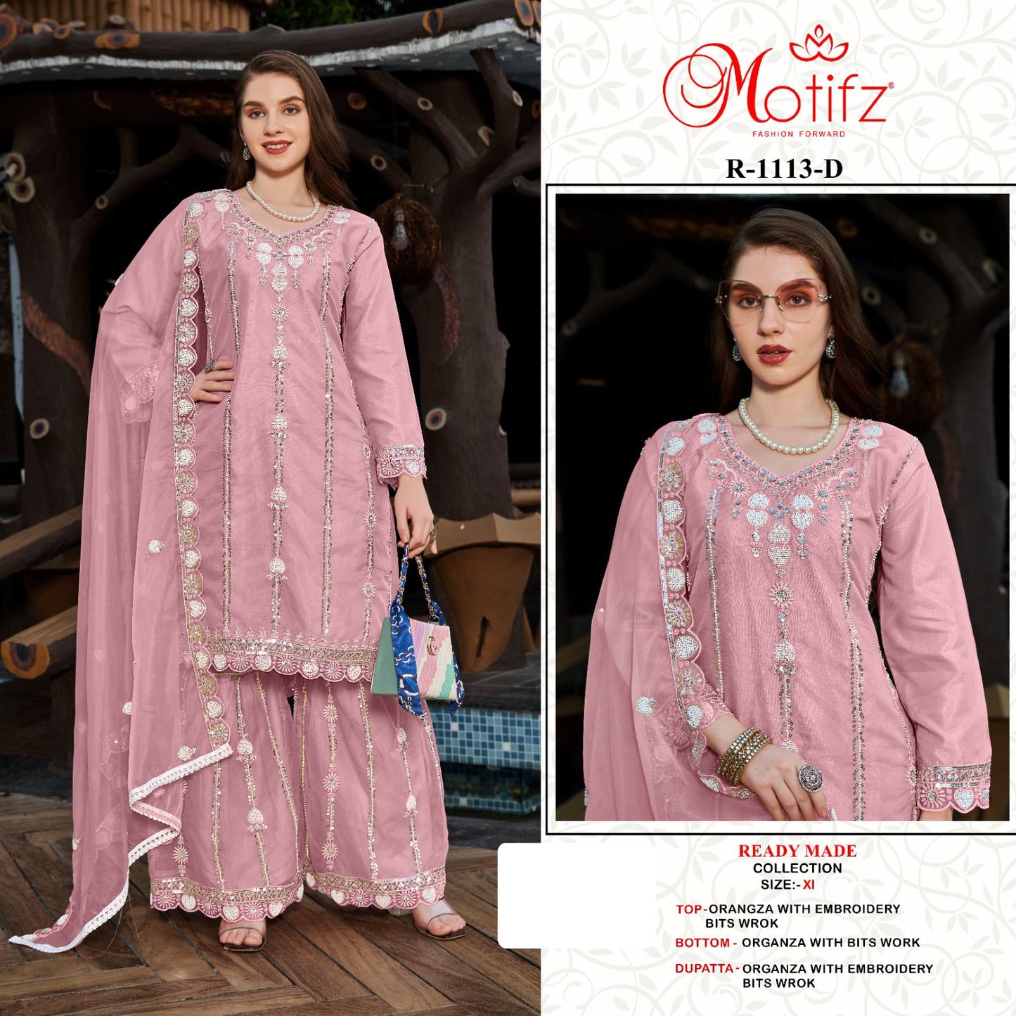 R 1113 Motifz Organza Pakistani Readymade Suits Exporter Ahmedabad