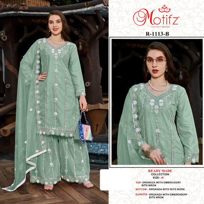 R 1113 Motifz Organza Pakistani Readymade Suits Exporter Ahmedabad