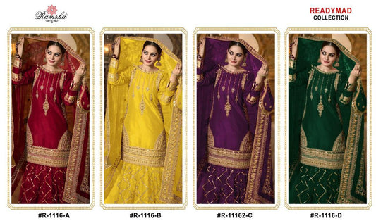 R 1116 Ramsha Organza Pakistani Readymade Suits Supplier