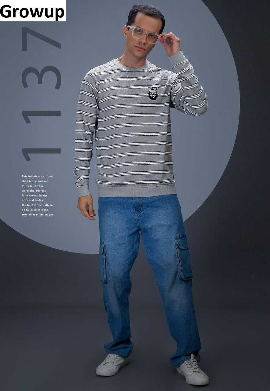 R 1137 Growup Auto Stripes Mens Tshirts Exporter Ahmedabad