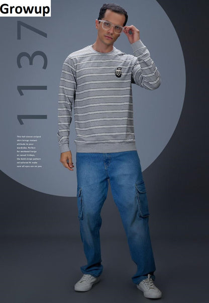 R 1137 Growup Auto Stripes Mens Tshirts Exporter Ahmedabad