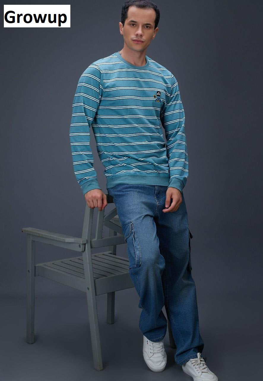 R 1137 Growup Auto Stripes Mens Tshirts Exporter Ahmedabad