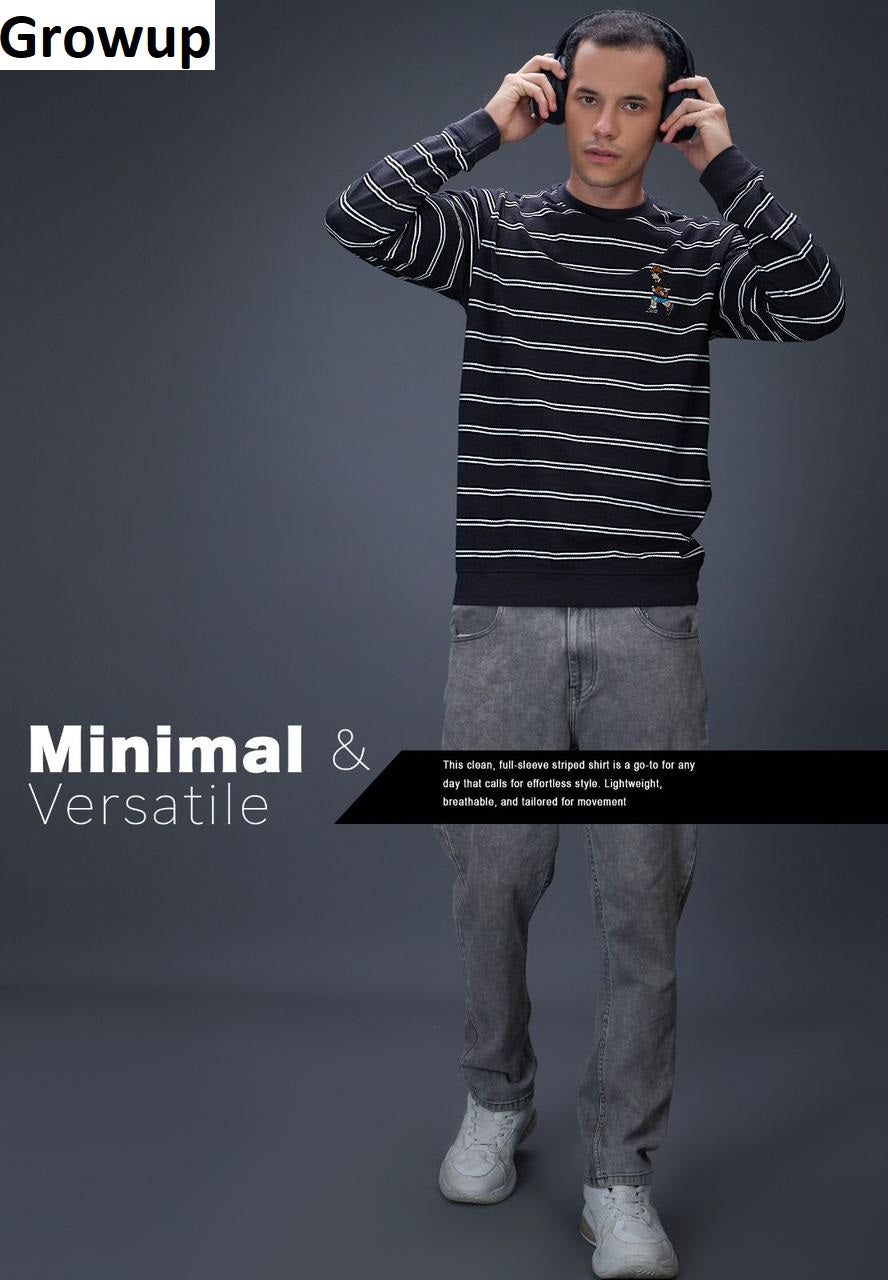 R 1137 Growup Auto Stripes Mens Tshirts Exporter Ahmedabad