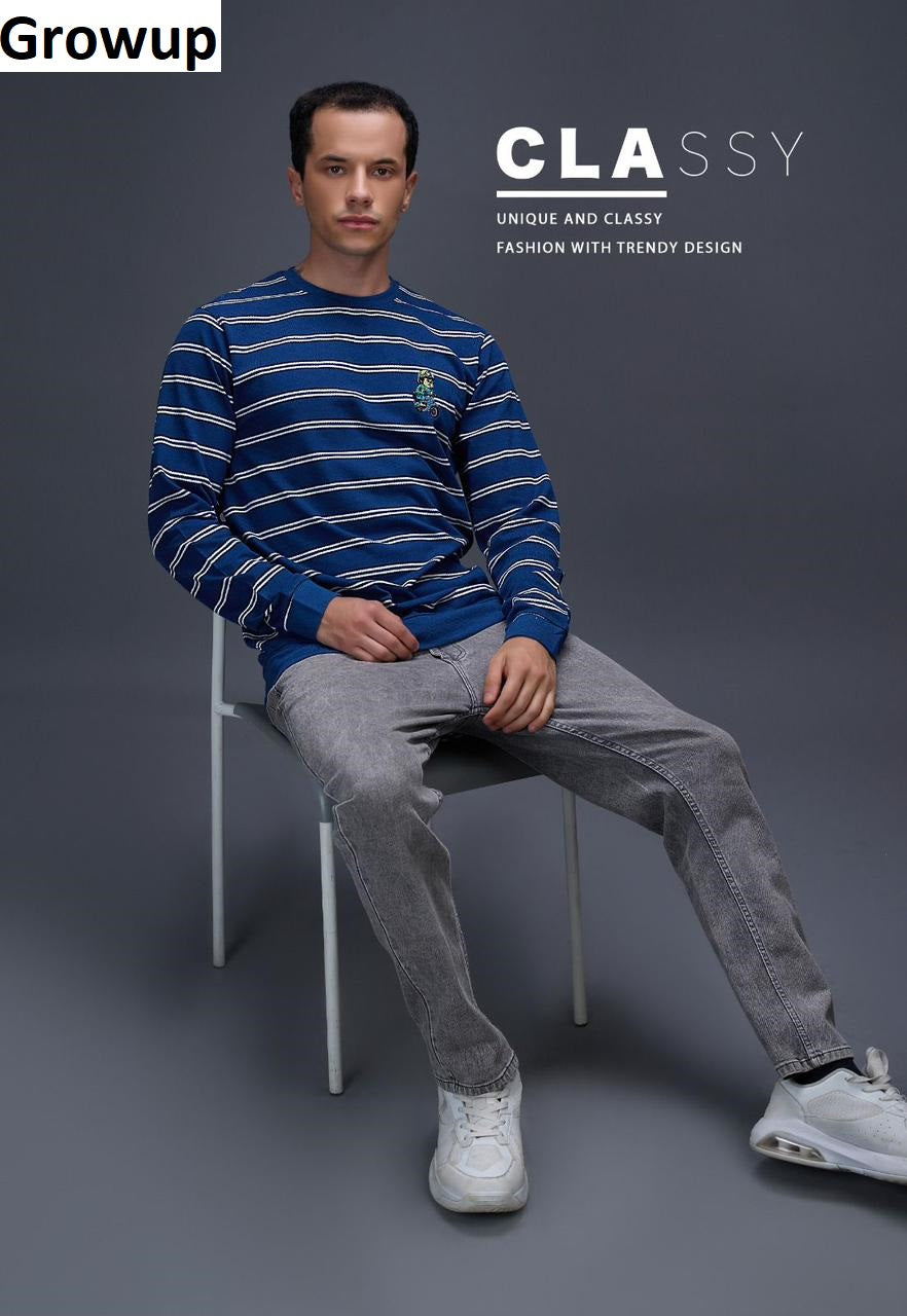 R 1137 Growup Auto Stripes Mens Tshirts Exporter Ahmedabad