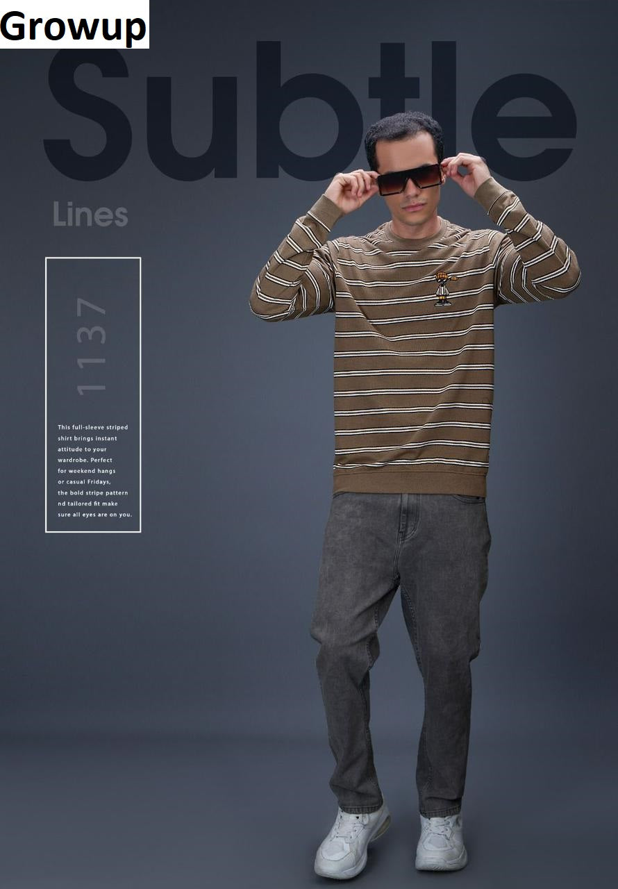 R 1137 Growup Auto Stripes Mens Tshirts Exporter Ahmedabad