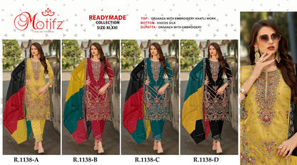 R 1138 Motifz Organza Pakistani Readymade Suits Supplier Ahmedabad