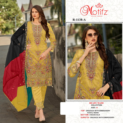 R 1138 Motifz Organza Pakistani Readymade Suits Supplier Ahmedabad